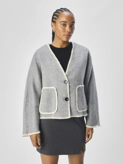 OBJECT Ytterkläder*STICKAD JACKA Light Grey Melange