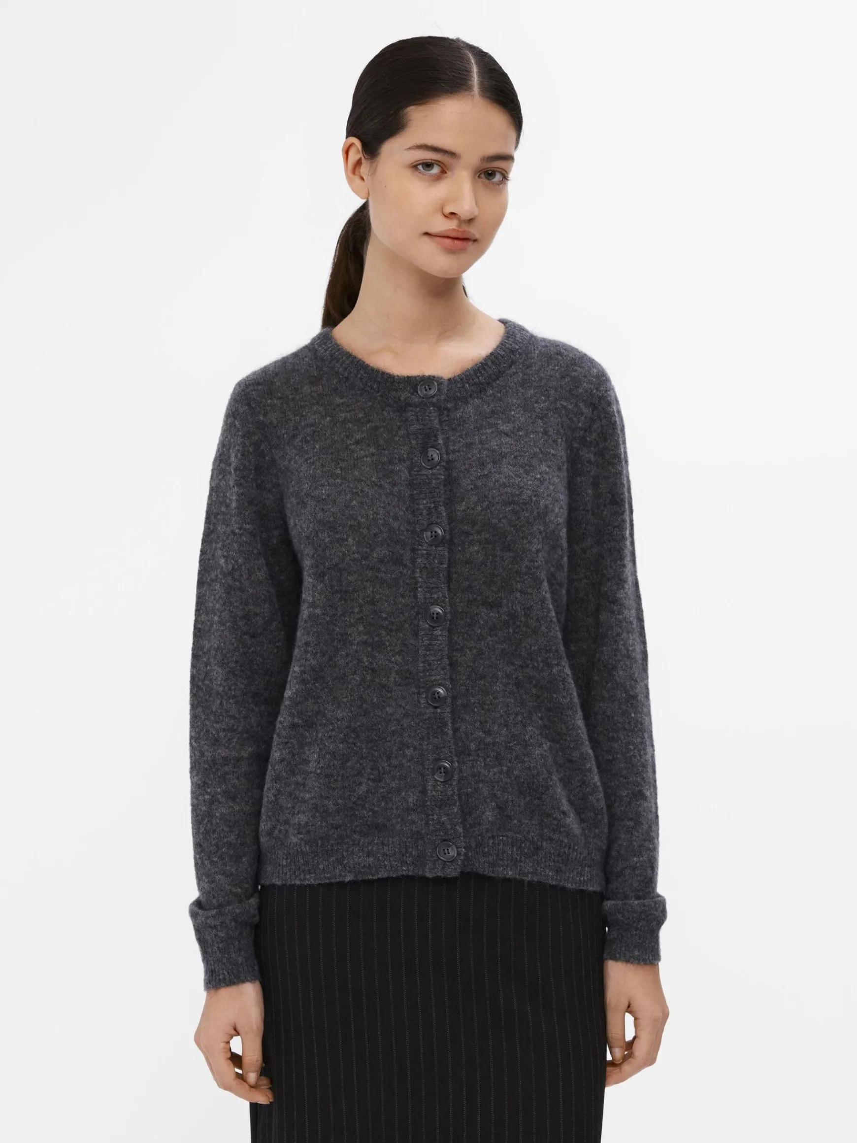 OBJECT Basic|Cardigans*STICKAD KOFTA Dark Grey Melange