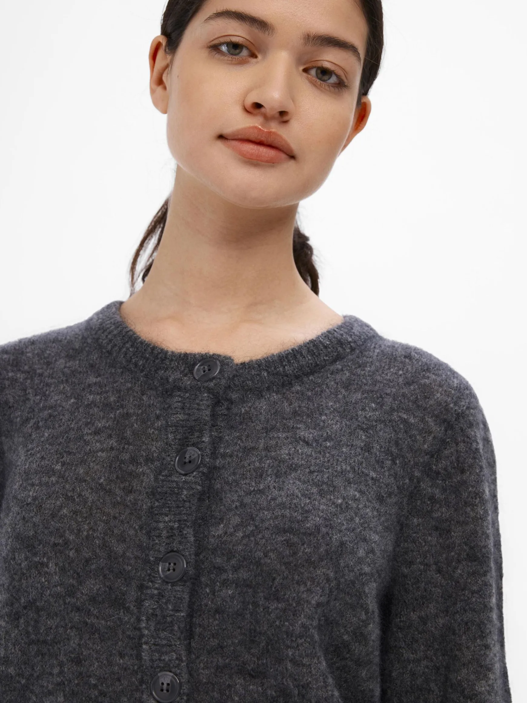 OBJECT Basic|Cardigans*STICKAD KOFTA Dark Grey Melange