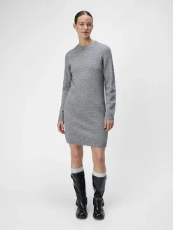 OBJECT Klänningar*STICKAD KORT KLÄNNING Medium Grey Melange