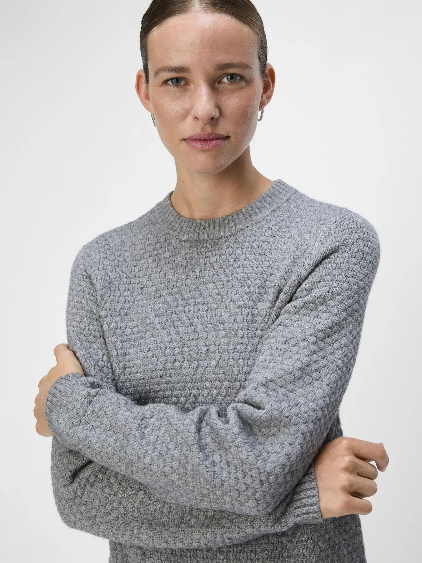 OBJECT Klänningar*STICKAD KORT KLÄNNING Medium Grey Melange