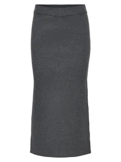 OBJECT Kjolar*STICKAD MAXIKJOL Dark Grey Melange