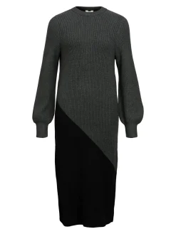OBJECT Klänningar*STICKAD MIDIKLÄNNING Dark Grey Melange