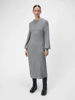 OBJECT Klänningar*STICKAD MIDIKLÄNNING Medium Grey Melange