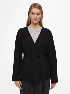 OBJECT Cardigans*STICKAD OMLOTTKOFTA Black