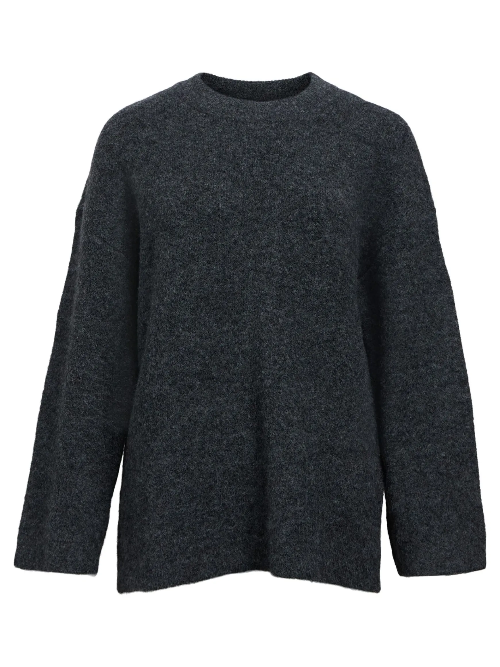 OBJECT Basic|Stickat*STICKAD TRÖJA Dark Grey Melange