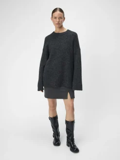 OBJECT Basic|Stickat*STICKAD TRÖJA Dark Grey Melange