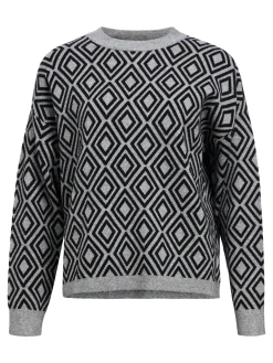 OBJECT Stickat*STICKAD TRÖJA Medium Grey Melange