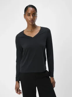 OBJECT Toppar*V-RINGNING LÅNGÄRMAD TOPP Black