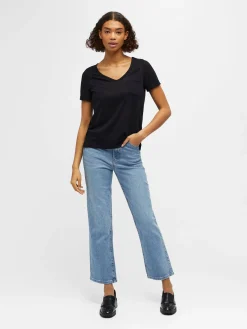 OBJECT Basic|Toppar*V-RINGNING T-SHIRT Black