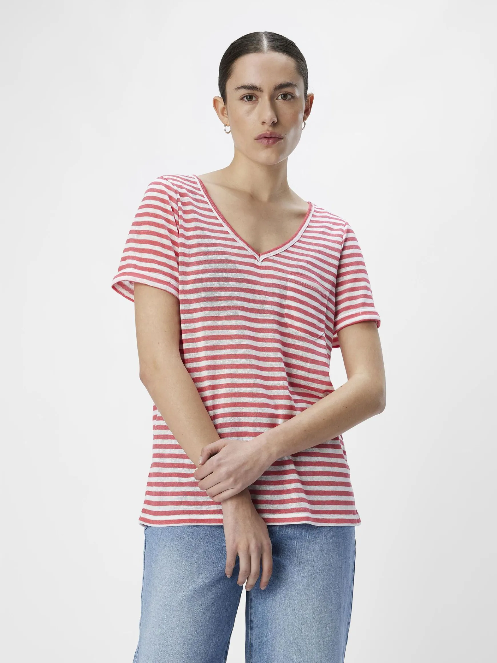 OBJECT Toppar*V-RINGNING T-SHIRT Paradise Pink