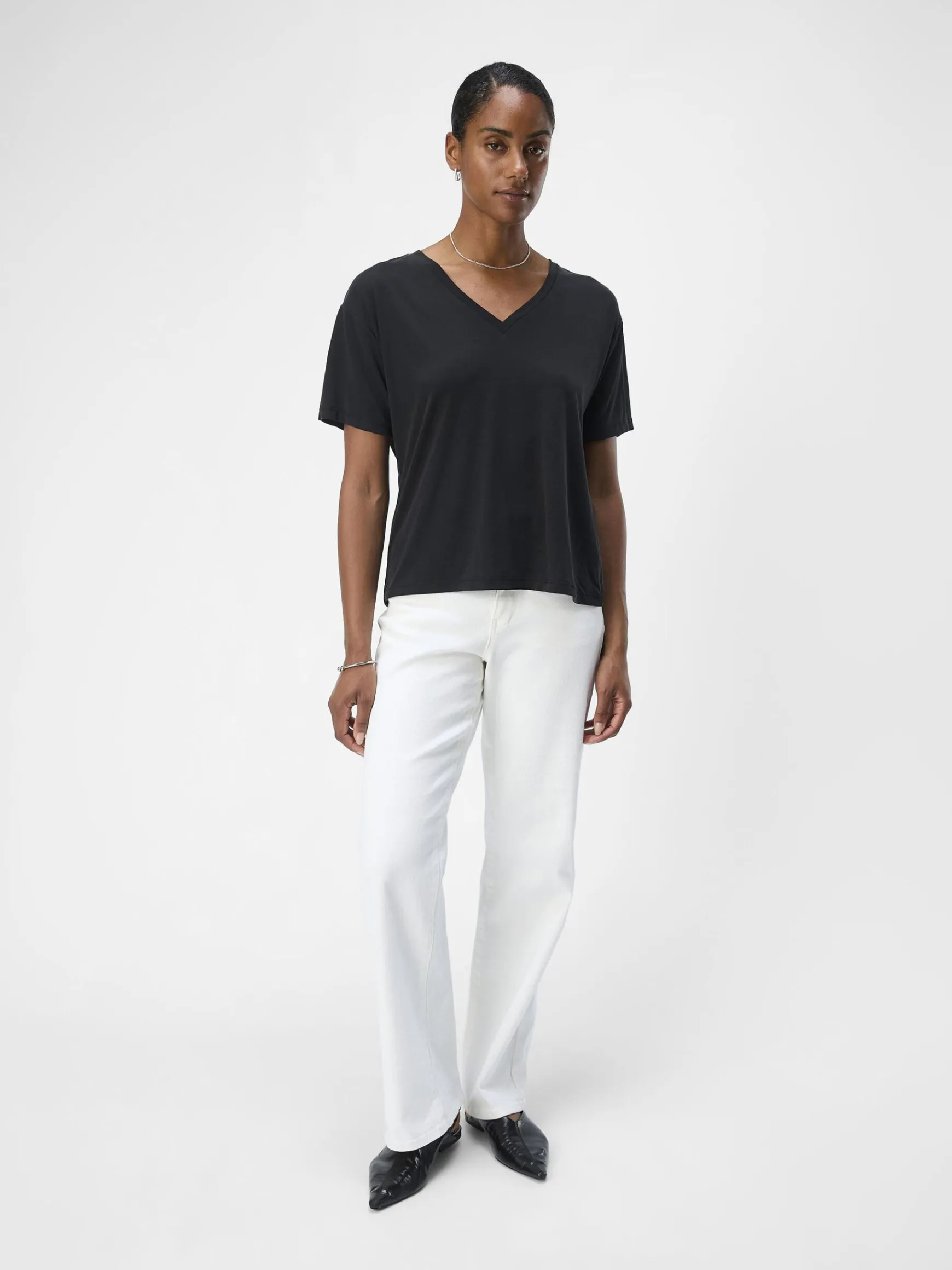 OBJECT Basic|Toppar*V-RINGNING T-SHIRT Black